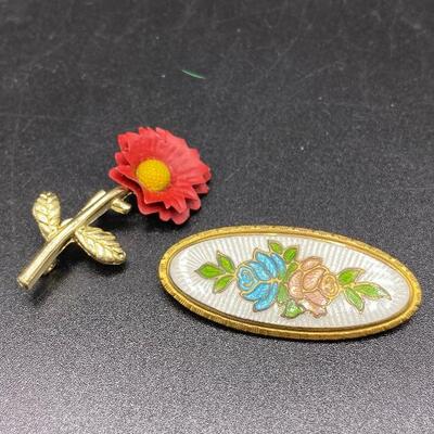 Pair of Flower Pins Brooches