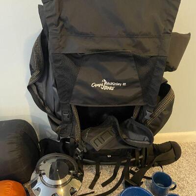 Lot 31 - Large Bass pro shops duffel bag, Swiss gear solo twin air bed inflatable, sea line 30 gallon dry bag, (2) backpack pillows, more...