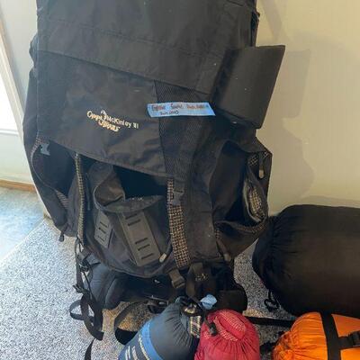 Lot 31 - Large Bass pro shops duffel bag, Swiss gear solo twin air bed inflatable, sea line 30 gallon dry bag, (2) backpack pillows, more...