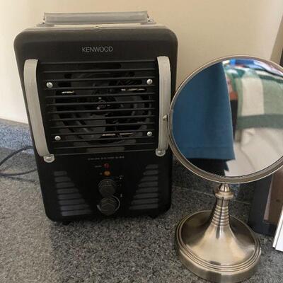 Lot 36 - Heater, mirror, shelf, 3 pictures and more