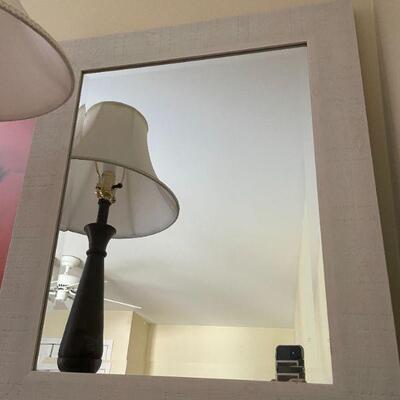 Lot 37 - 6 drawer dresser, lamp, picture, mirror