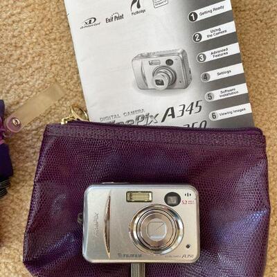 Lot 45 - Silverware box only, door pillow, lot of cameras