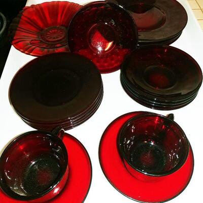 Red Glass ware with some Arcoco