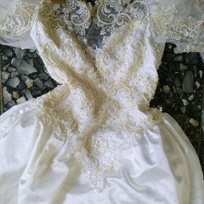 Lace Wedding Dress Double deep "V" with train