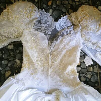 Lace Wedding Dress Double deep "V" with train