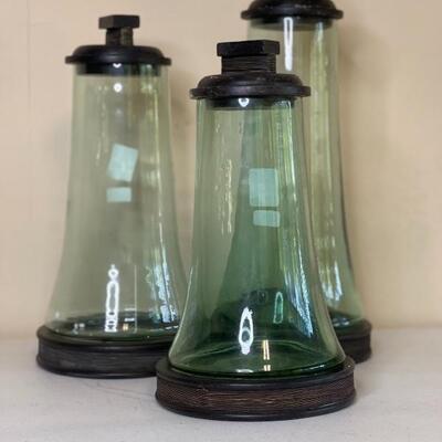 3 Glass and Wood Display Containers
