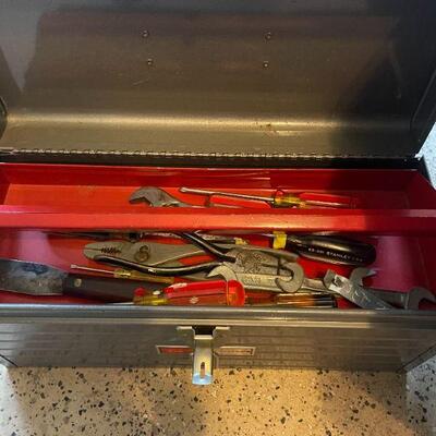 Lot 58 -  Craftsman tool box with misc. tools, Homelite chainsaw with case and misc. parts