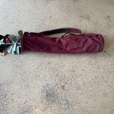 Lot 61 - Peter Jackson model golf bag and misc. golf clubs