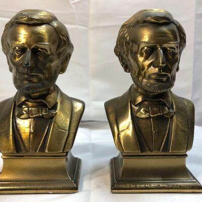 Vintage Brass Abraham Abe Lincoln Bookends