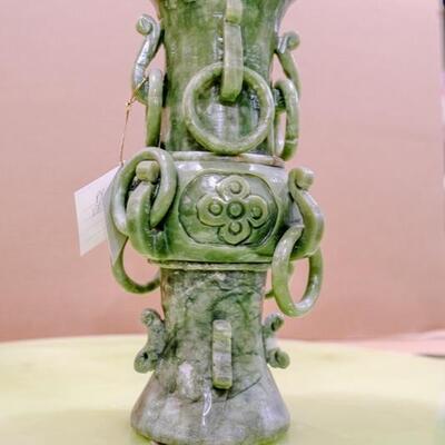  Pair of Green jade vases  