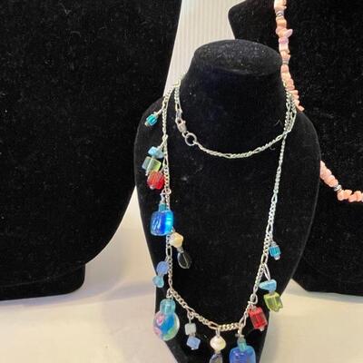 Lot 75 - Lot of (7) sterling silver 925 necklaces and sterling silver rosary