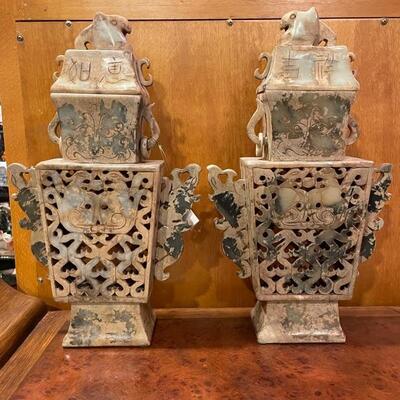 Pair of Gray Jade vases (large)