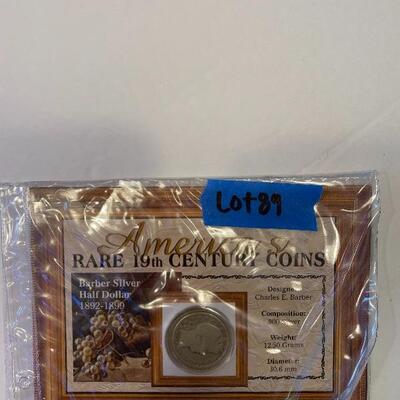 Lot 89 - Americaâ€˜s rare 19th century coins barber silver half dollar 1898 .900 silver with COA