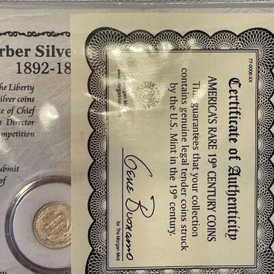 Lot 91 - Americaâ€˜s rare 19th century coins barber silver dime 1899 .900 silver, Americaâ€˜s rare 19th century coins liberty nickel 1893...