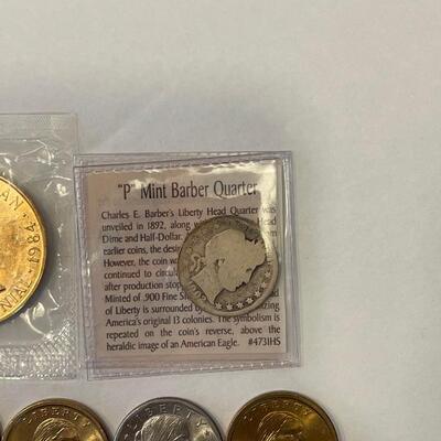 Lot 100 - Thomas Jefferson, James Madison, (3) Sacajawea dollar coins, Susan B.Anthony dollar, (15) Lincoln pennies, 1902 Barber quarter,...