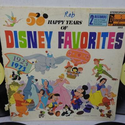 4 LP Records 50 Happy Years of Disney Favorites, Peter & the Wolf, & Uncle Remus