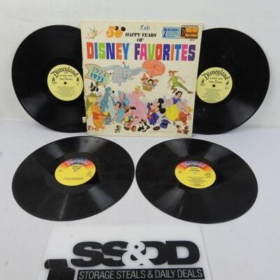 4 LP Records 50 Happy Years of Disney Favorites, Peter & the Wolf, & Uncle Remus
