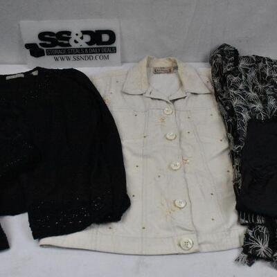5 pc Women's Tops: Sizes L&XL Petite. Sweater Set, Button Up/Jacket, Cami+Jacket