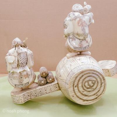 Bone Sclupture- Chinese Merchants selling goods 