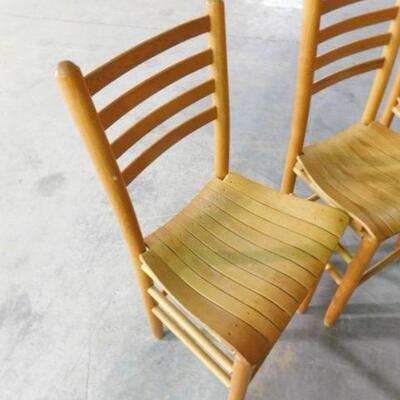 Four Wooden Slat Seat Chairs