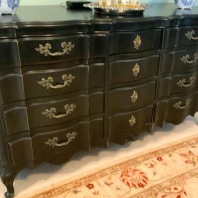 Solid Wood French Provincial Entryway Black Buffet /Dresser/Server x 12 Drawers