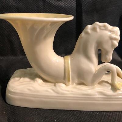Vintage SEA HORSE  CORNUCOPIA/SPILL VASE by Belleek Ireland