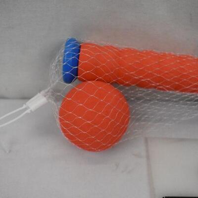 Foam Ball and Plastic Bat, Blue and Orange - New