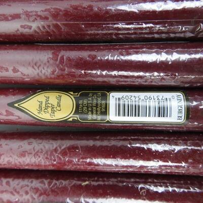11 Maroon Taper Candles - New