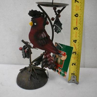 Metal Cardinal Candle Holder - New