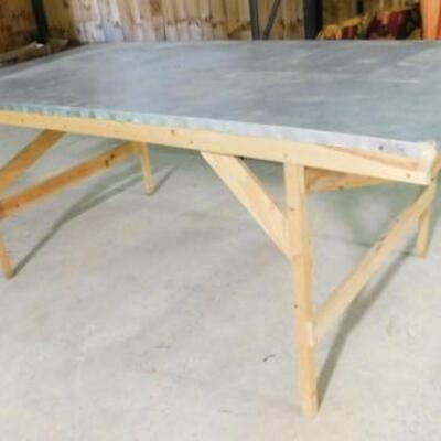 Hand Made Work Table with Metal Sheet Cover on Surface 95