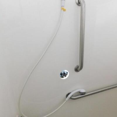 Fiberglass Shower Insert with Factory Grab Bars and Fold Down Shower Seat 60
