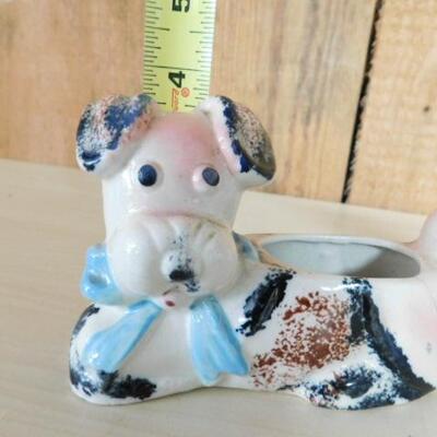 Pair of Japanese Porcelain Dog Figural Planters 5