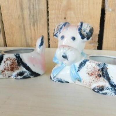Pair of Japanese Porcelain Dog Figural Planters 5