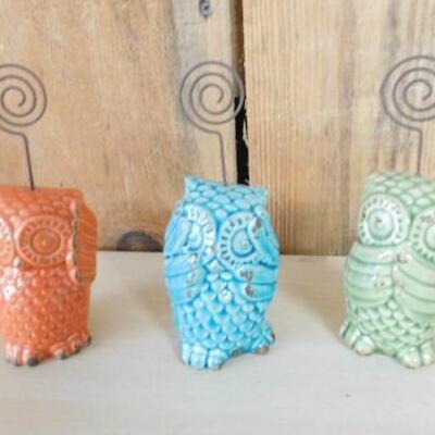 Vintage Ceramic 3 Wise Owls See No, Hear No, and Speak No Evil 6