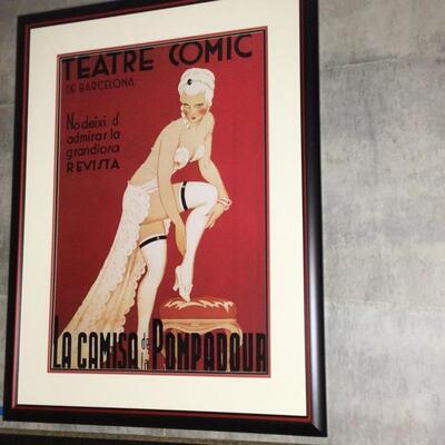 102 - Framed Vintage Poster - Teatre Comic Barcelon La Camisa De La Pomadour 
