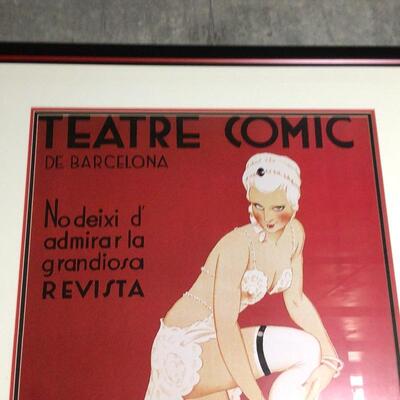 102 - Framed Vintage Poster - Teatre Comic Barcelon La Camisa De La Pomadour 