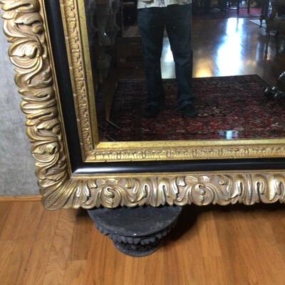 104 - Enormous Gold Ornate Framed Beveled Mirror - Mover Needed