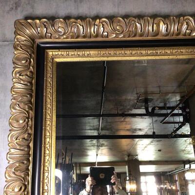 104 - Enormous Gold Ornate Framed Beveled Mirror - Mover Needed