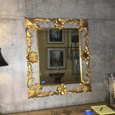 110 - Beautiful Gold Gilt Beveled Mirror 