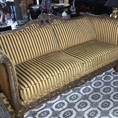 144 - Designer "Rose" Carved Wood Sofa by Tomlinson, Ewin-Lambeth Inc.