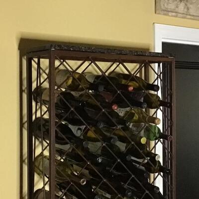 147 - Metal Wine Rack with Marble Top