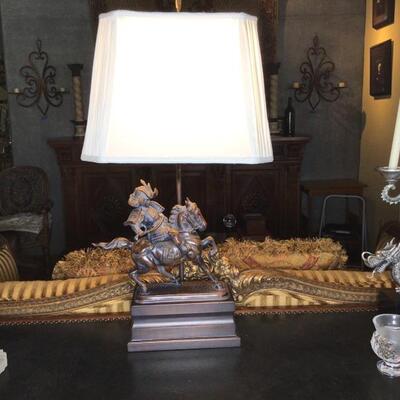 151 - Bronze Table Lamp of Samurai on Horseback by Frederic Cooper