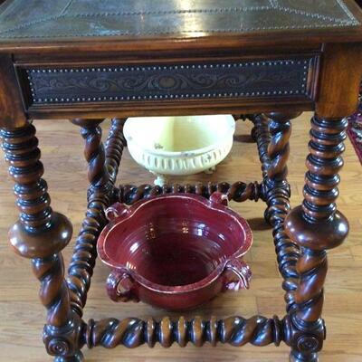 165 - 6 1/2 Ft. Library Table with Brass Inlay Top - Custom Handmade In Vietnam