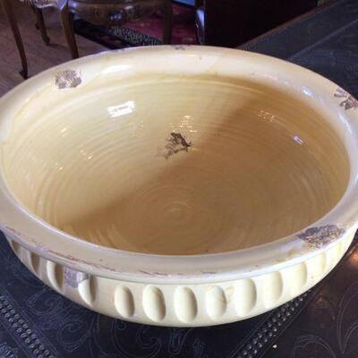 167 - Large Yellow Tuscan Fortunata Pottery Footed Centerpiece Bowl 
