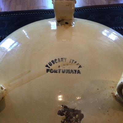 167 - Large Yellow Tuscan Fortunata Pottery Footed Centerpiece Bowl 