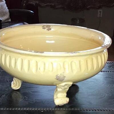 167 - Large Yellow Tuscan Fortunata Pottery Footed Centerpiece Bowl 