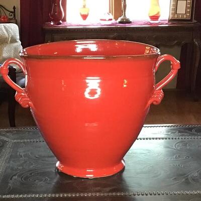 168 - Lg. Red Ceramic Handled Tutto Mio Bowl Italy