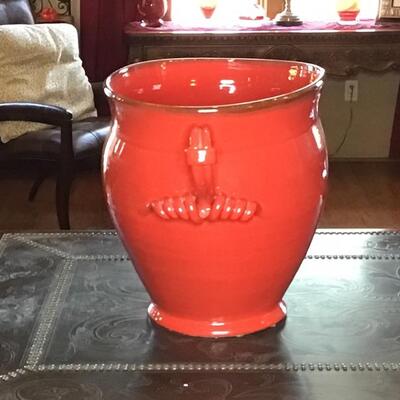 168 - Lg. Red Ceramic Handled Tutto Mio Bowl Italy