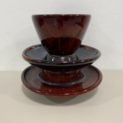 -145- Large Brown Porcelain Insulator | Planter | Salvaged
