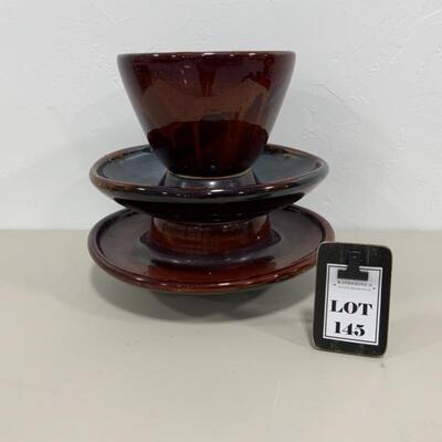 -145- Large Brown Porcelain Insulator | Planter | Salvaged
